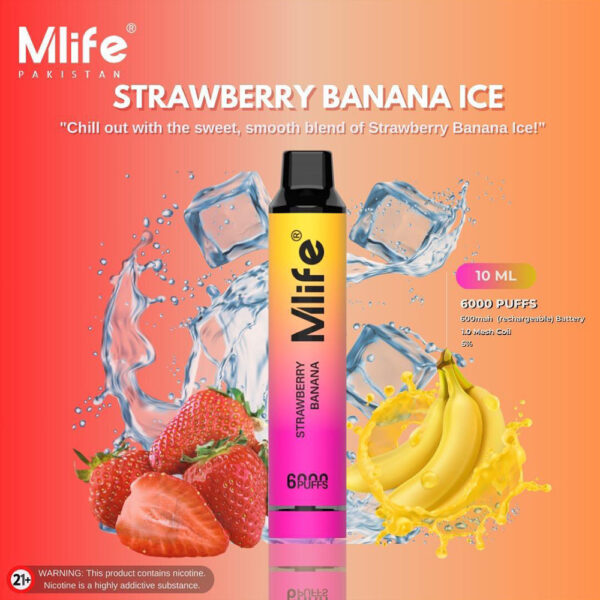 Mlife Disposable Strawberry Banana Ice