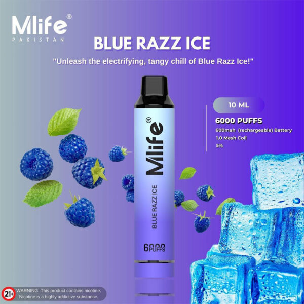 Mlife Disposable Vape Blue Razz Ice